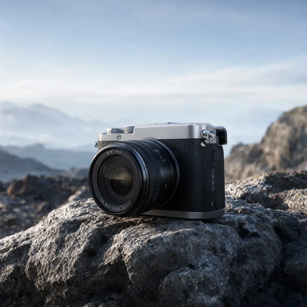 Camera on a Rock at Dawn