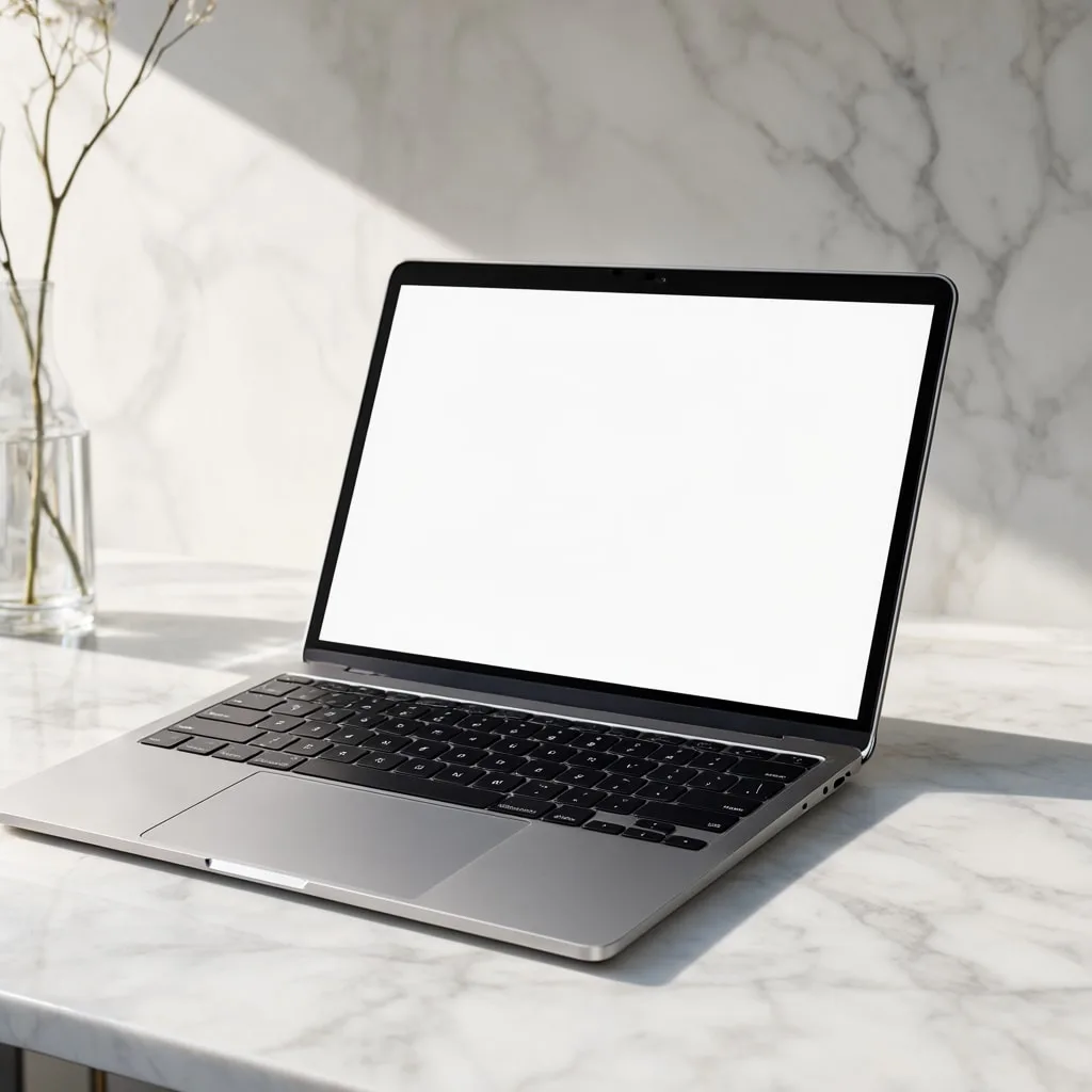 Laptop on a Marble Desk