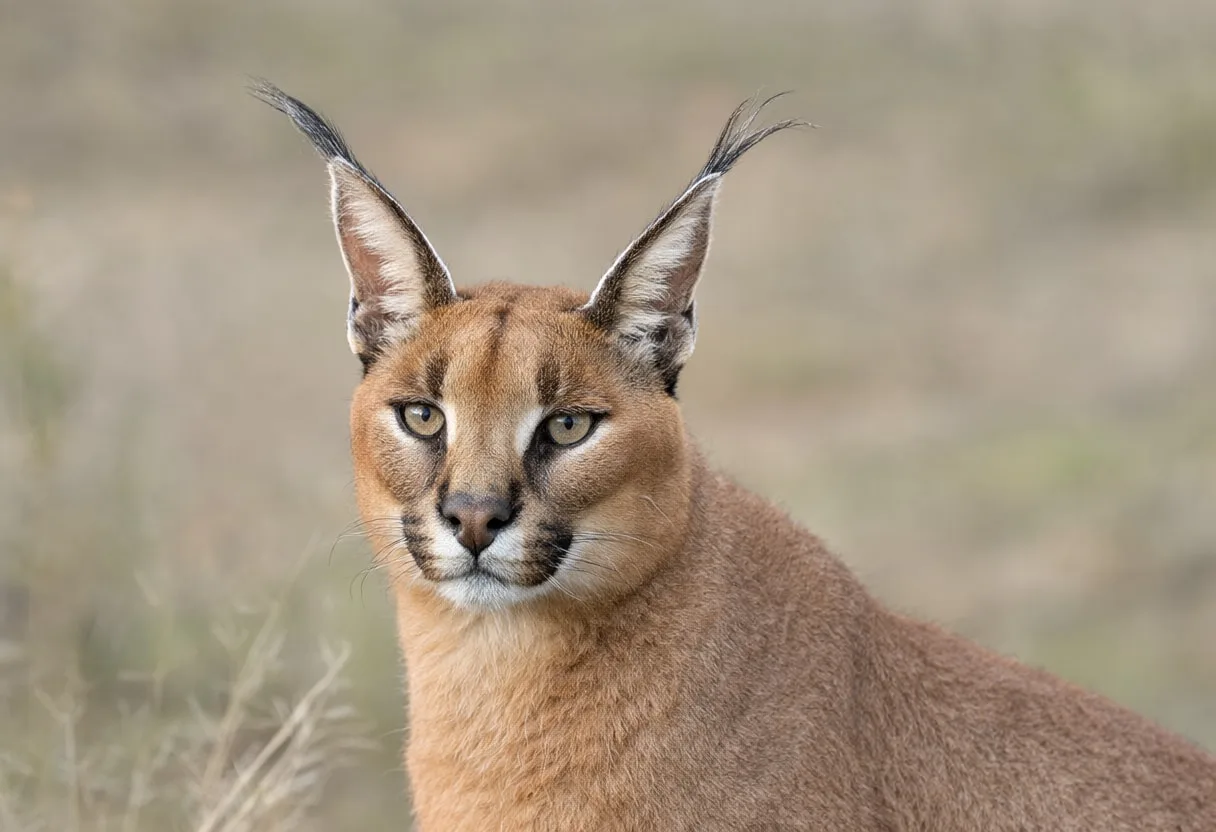 Caracal in soft morning light