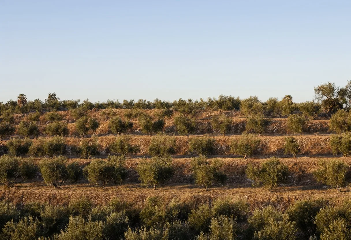 Olive Grove On Terraces at golden hour