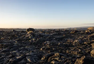 Volcanic Lava Field at golden hour