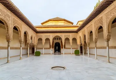 Granada Alhambra Courtyard at sunrise