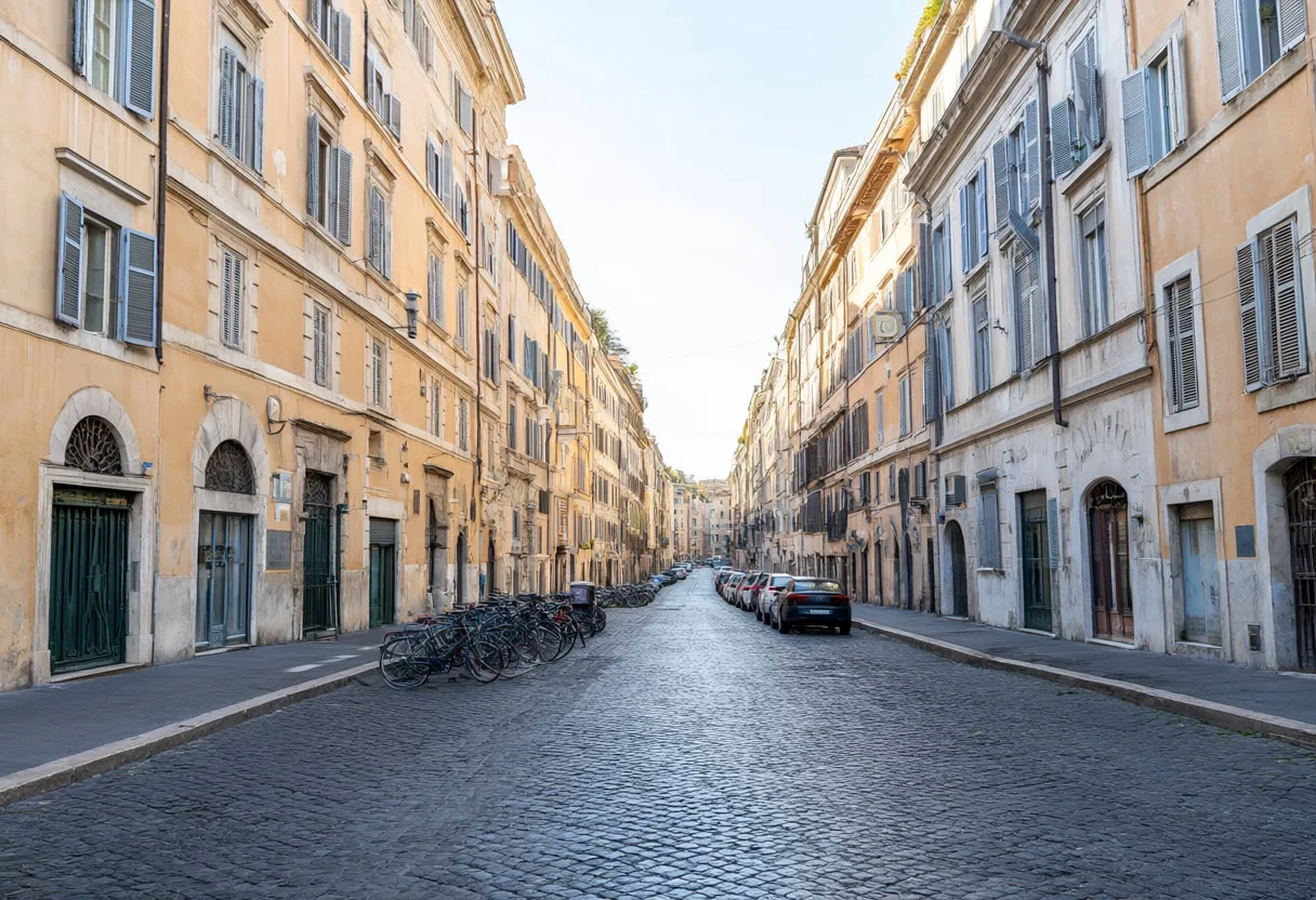 Rome Cobbled Lane at sunrise