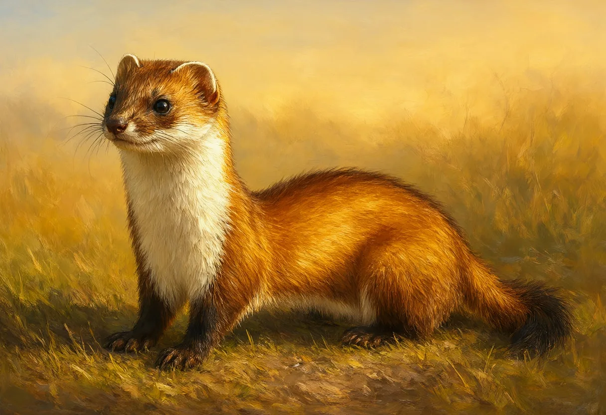 Weasel at golden hour Oil Painting