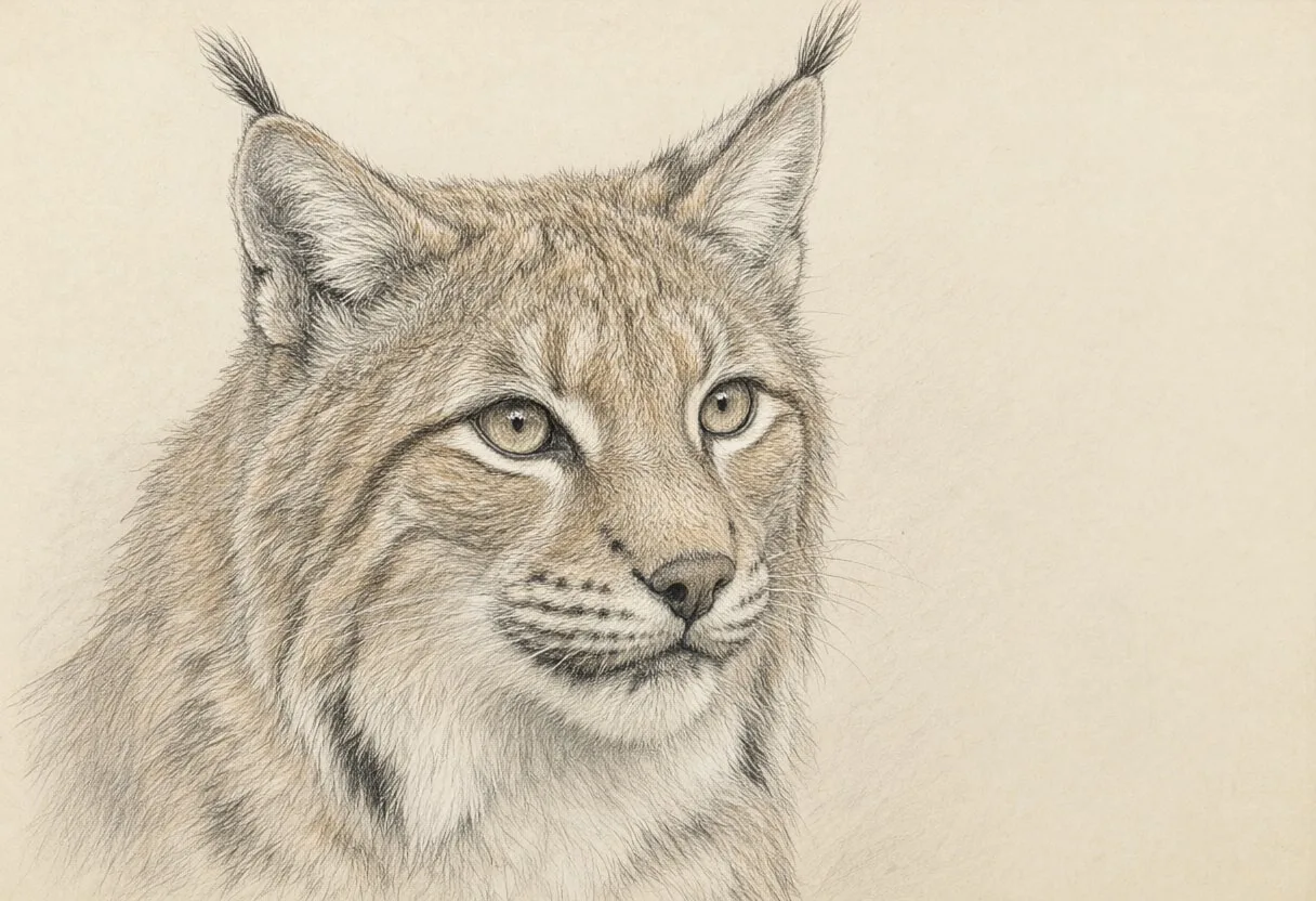 Lynx close-up portrait Pencil Sketch