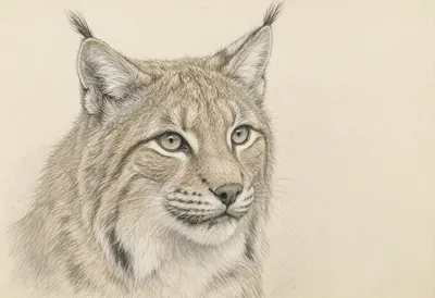 Lynx close-up portrait Pencil Sketch