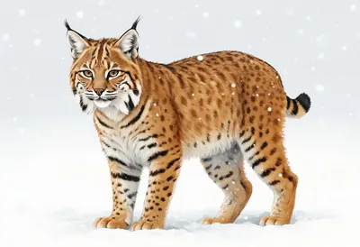 Bobcat in falling snow Digital Illustration