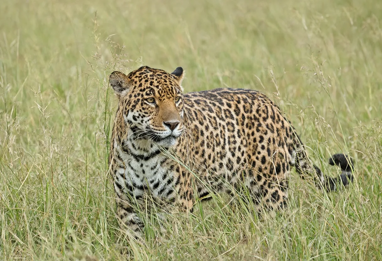 Jaguar in tall grass