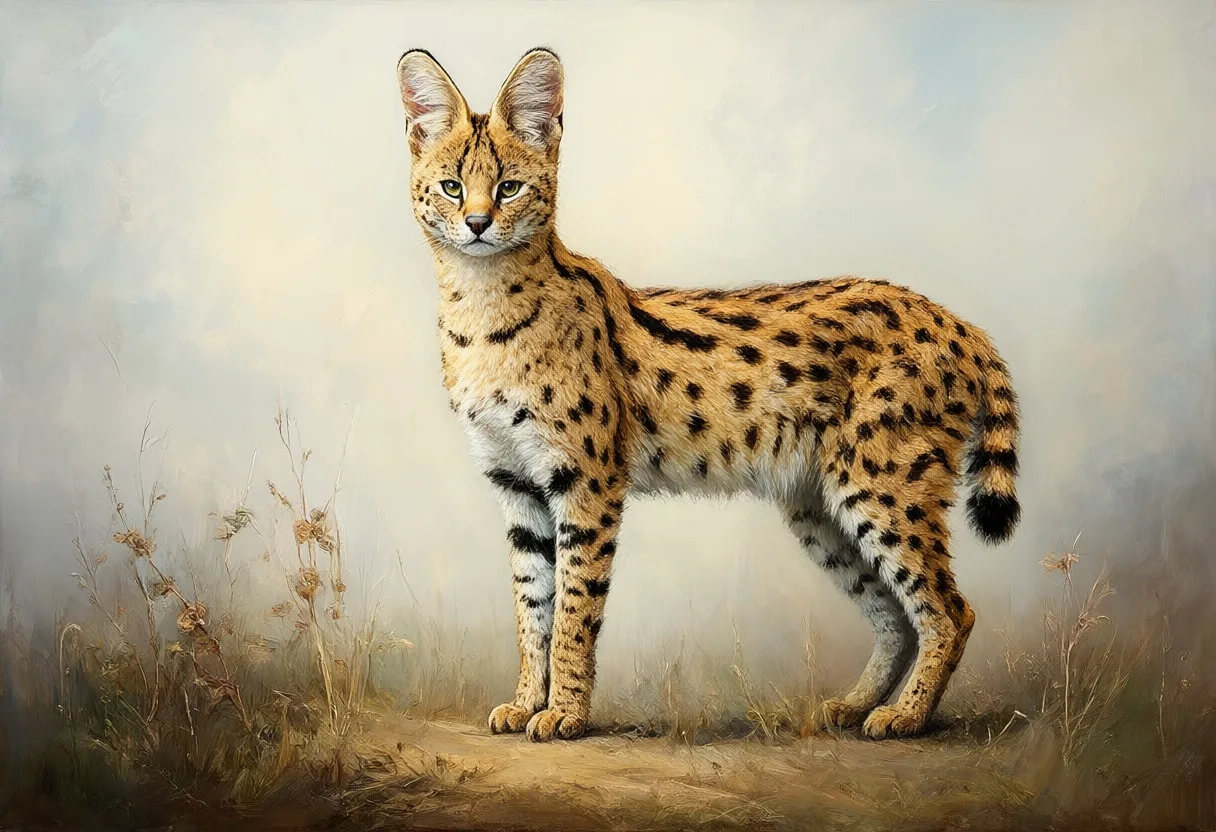 Serval in gentle mist Oil Painting
