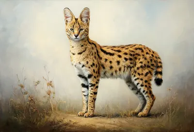 Serval in gentle mist Oil Painting