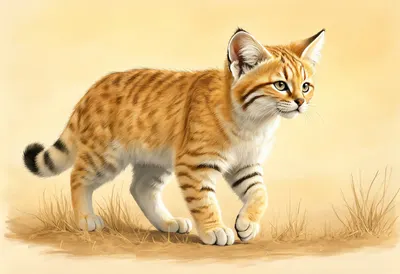 Sand Cat at golden hour Digital Illustration