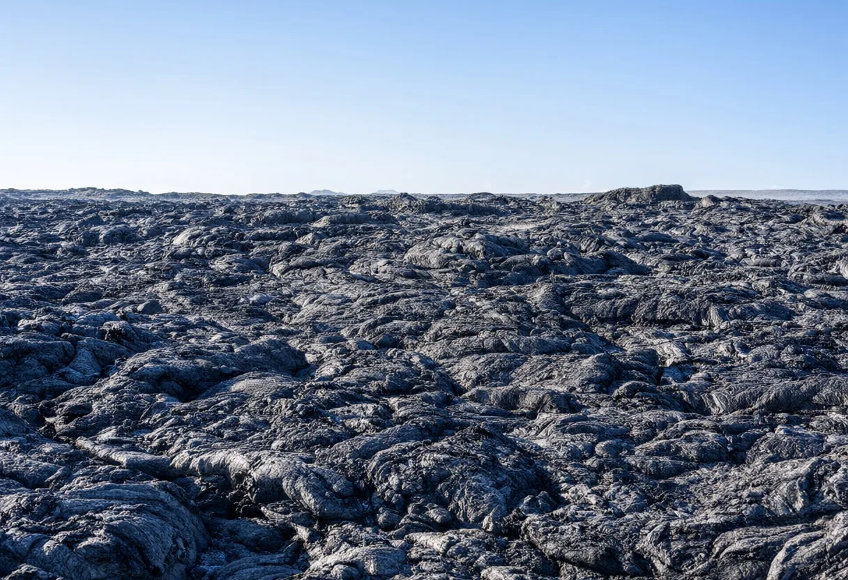 Volcanic Lava Field in winter