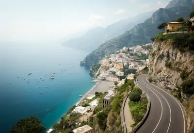 Amalfi Coast Road in soft mist Digital Illustration