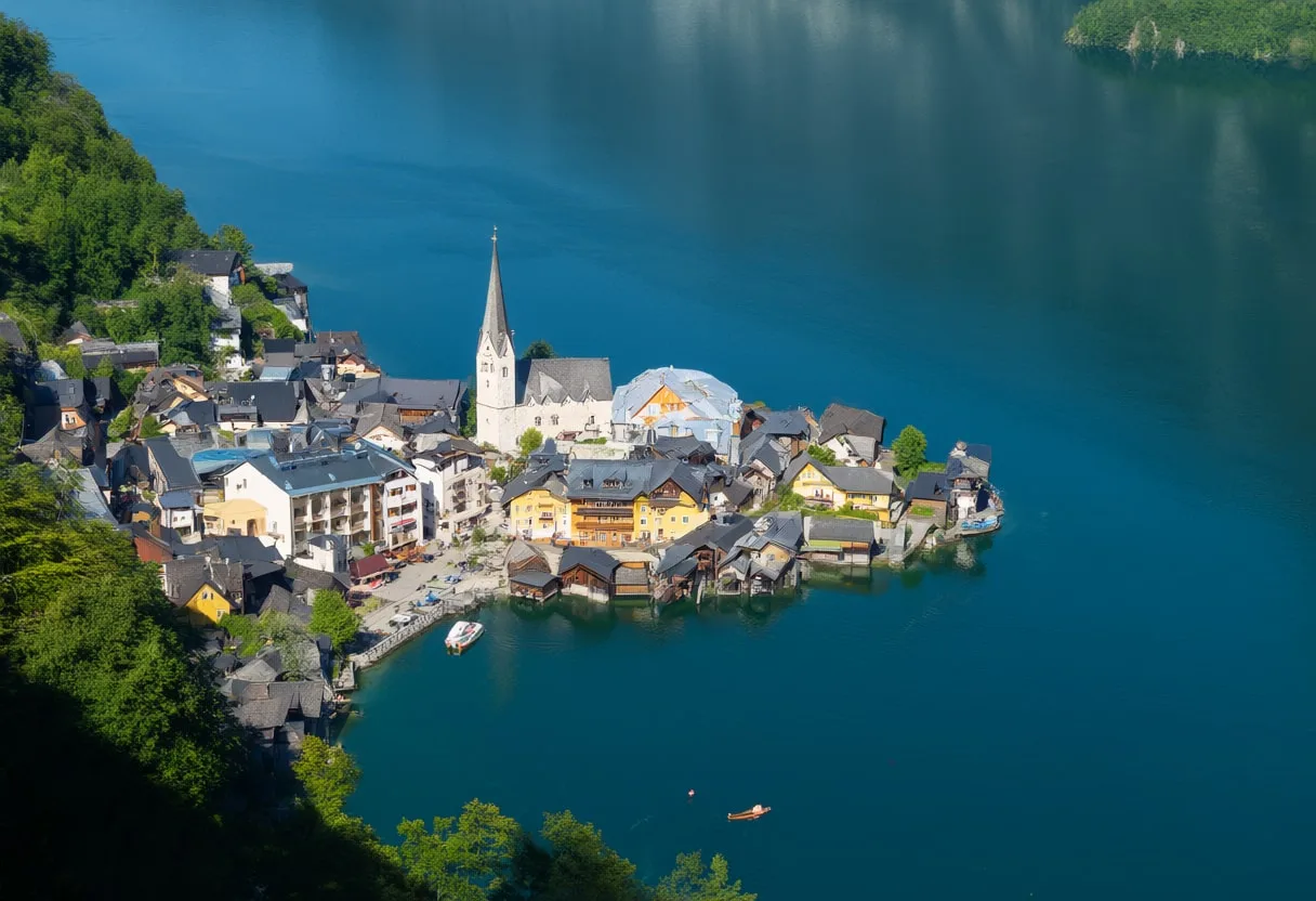 Hallstatt Lakeside from above Digital Illustration