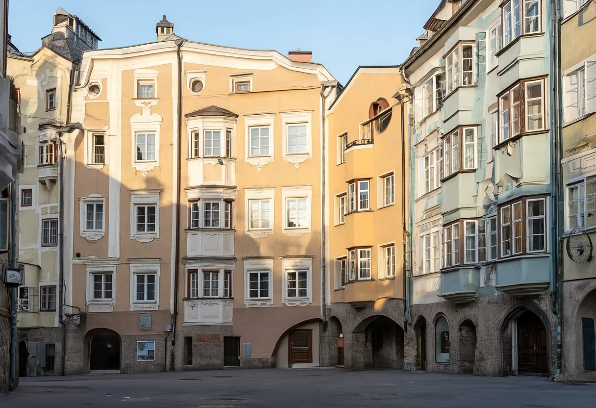 Innsbruck Alpine Street in warm evening light