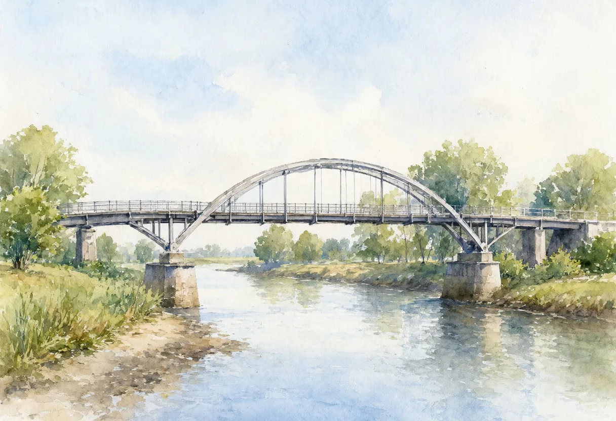 Lucerne Bridge on a quiet day Watercolour