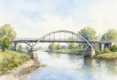 Lucerne Bridge on a quiet day Watercolour