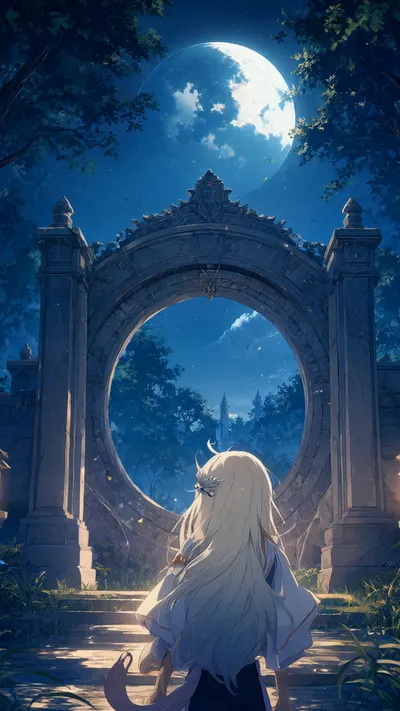 Fantasy Moon Gate In A Forest with a minimal touch