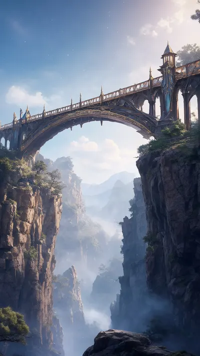 Fantasy Star Bridge Across A Canyon