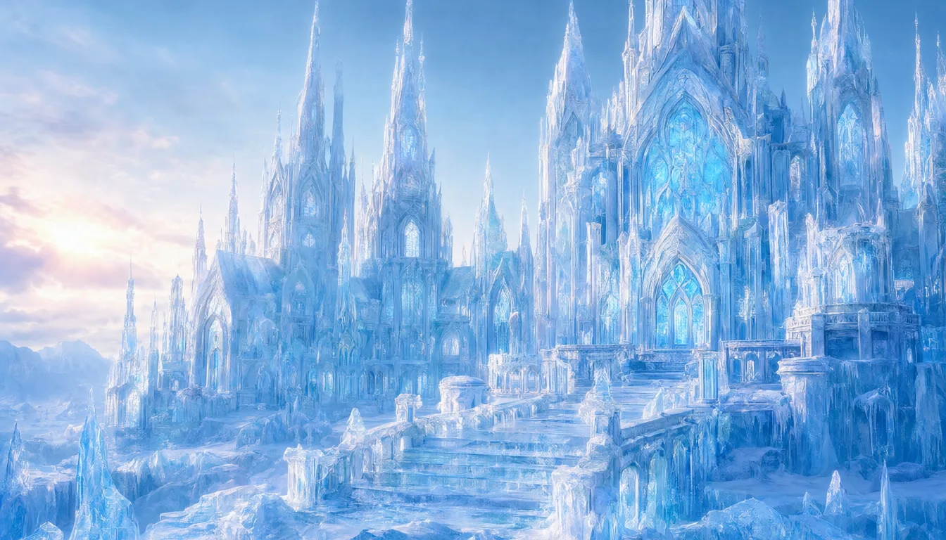 Fantasy Ice Palace At Dawn