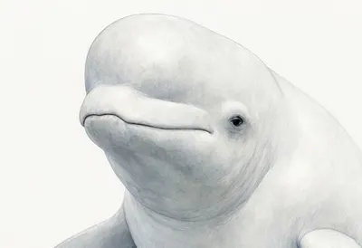 Beluga Whale close-up portrait Watercolour