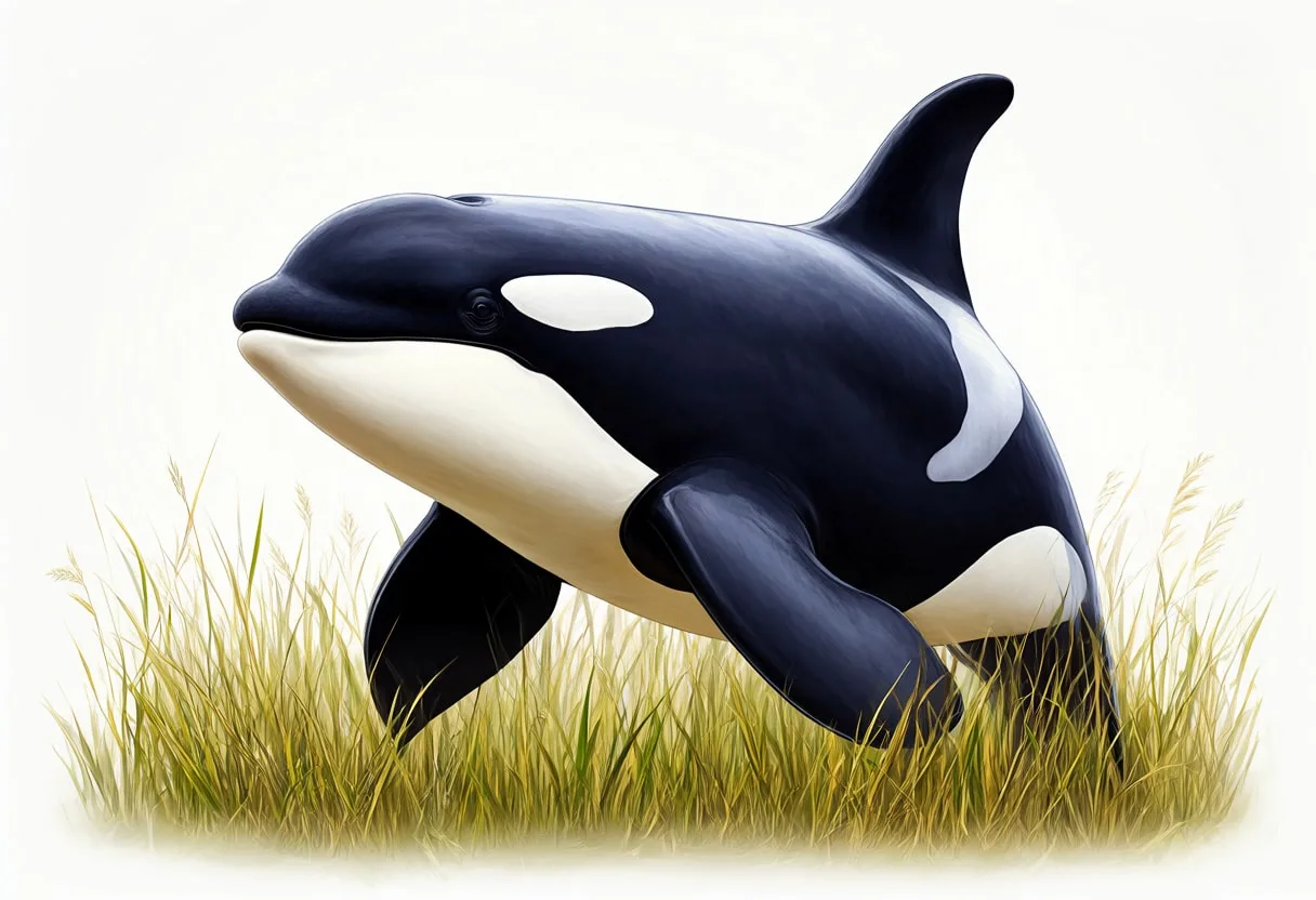 Orca in tall grass Digital Illustration