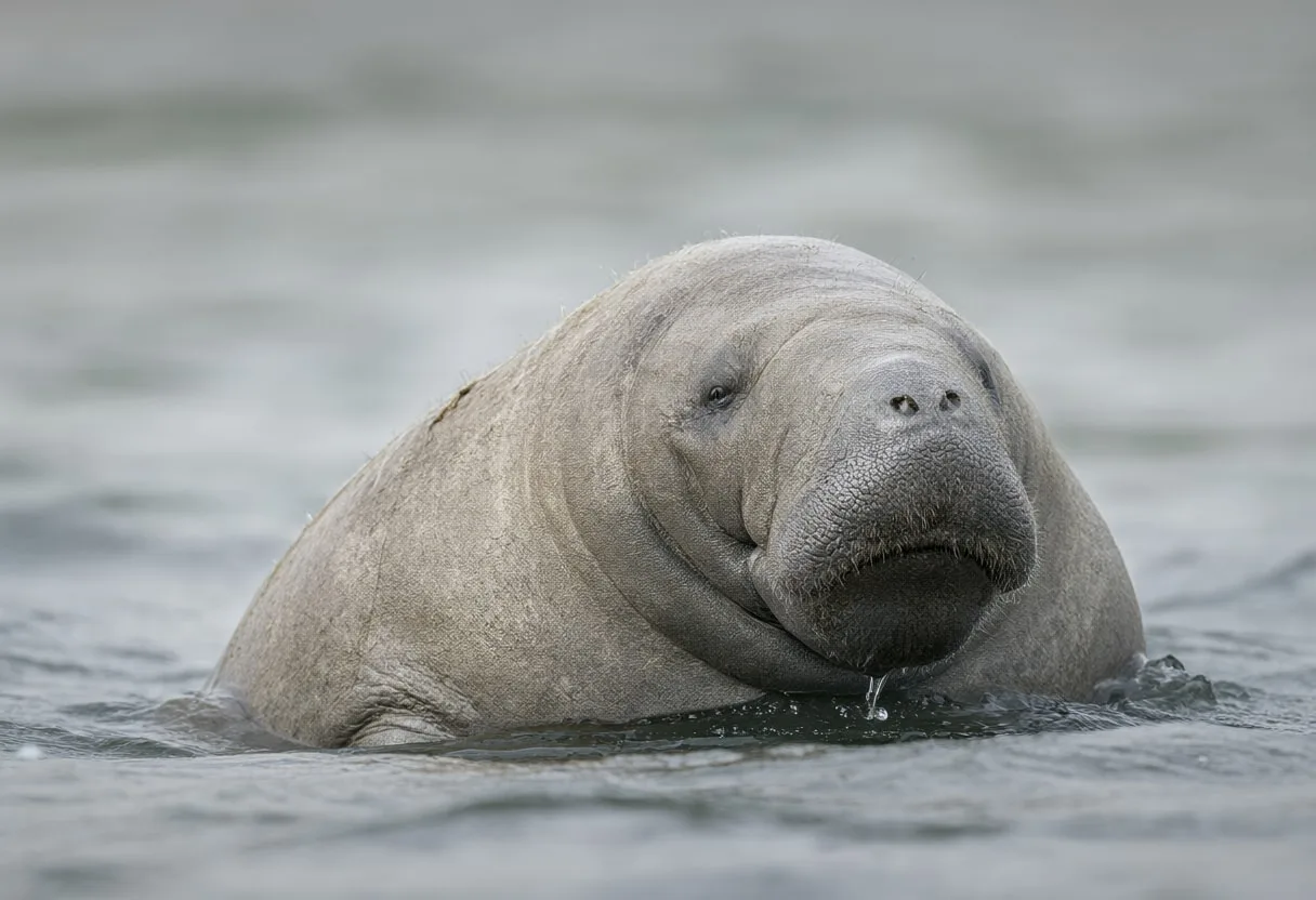 Manatee against a soft blurred background