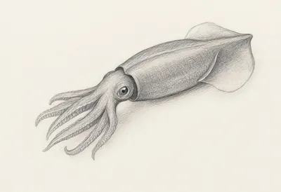 Squid close-up portrait Pencil Sketch