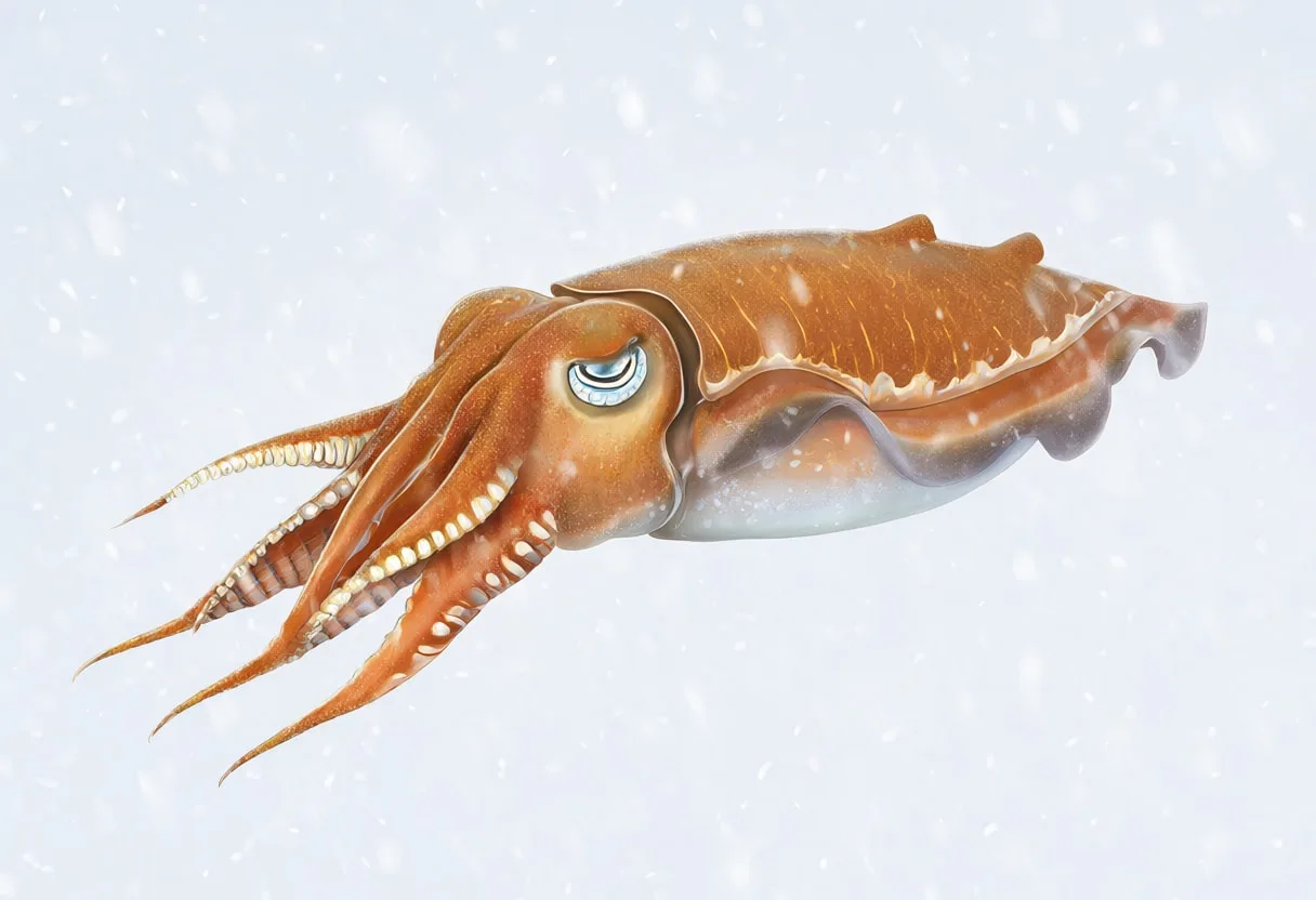 Cuttlefish in falling snow Digital Illustration