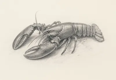 Lobster in soft morning light Pencil Sketch