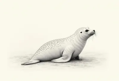 Fur Seal against a soft blurred background Pencil Sketch