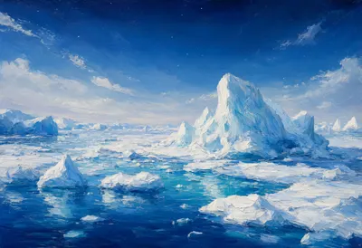 Iceberg Lagoon under a starry sky Oil Painting