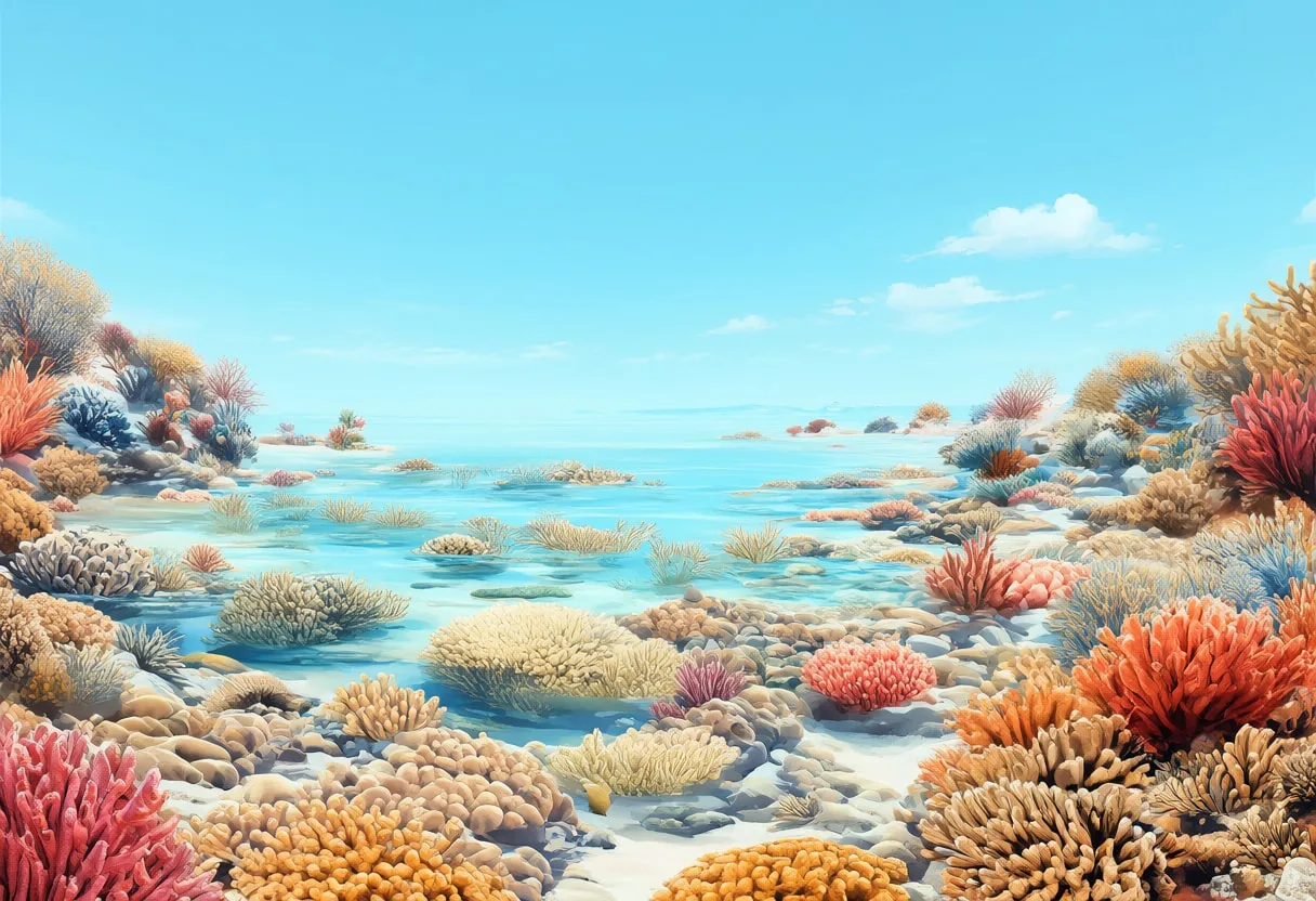 Coral Reef Shallows in warm summer light Digital Illustration