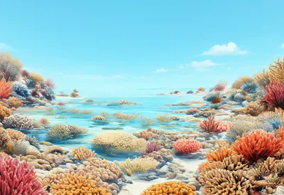 Coral Reef Shallows in warm summer light Digital Illustration