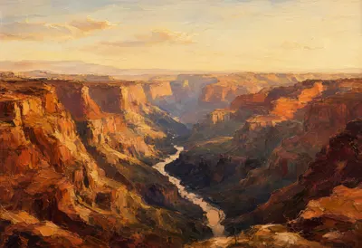 Canyon Layers At Golden Hour Oil Painting