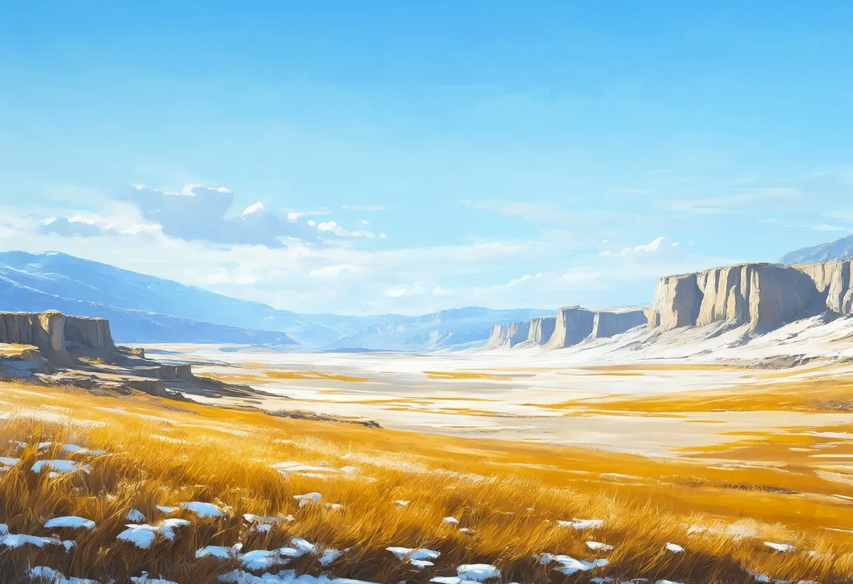 High Plateau Grassland in winter Digital Illustration