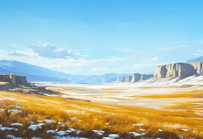 High Plateau Grassland in winter Digital Illustration