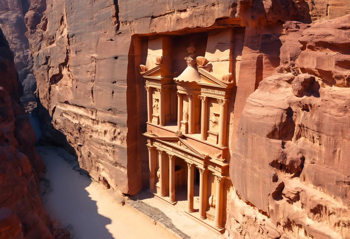 Petra Siq Entrance from above Digital Illustration