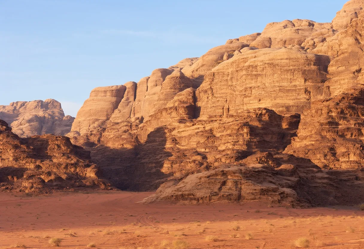 Wadi Rum Desert in warm evening light
