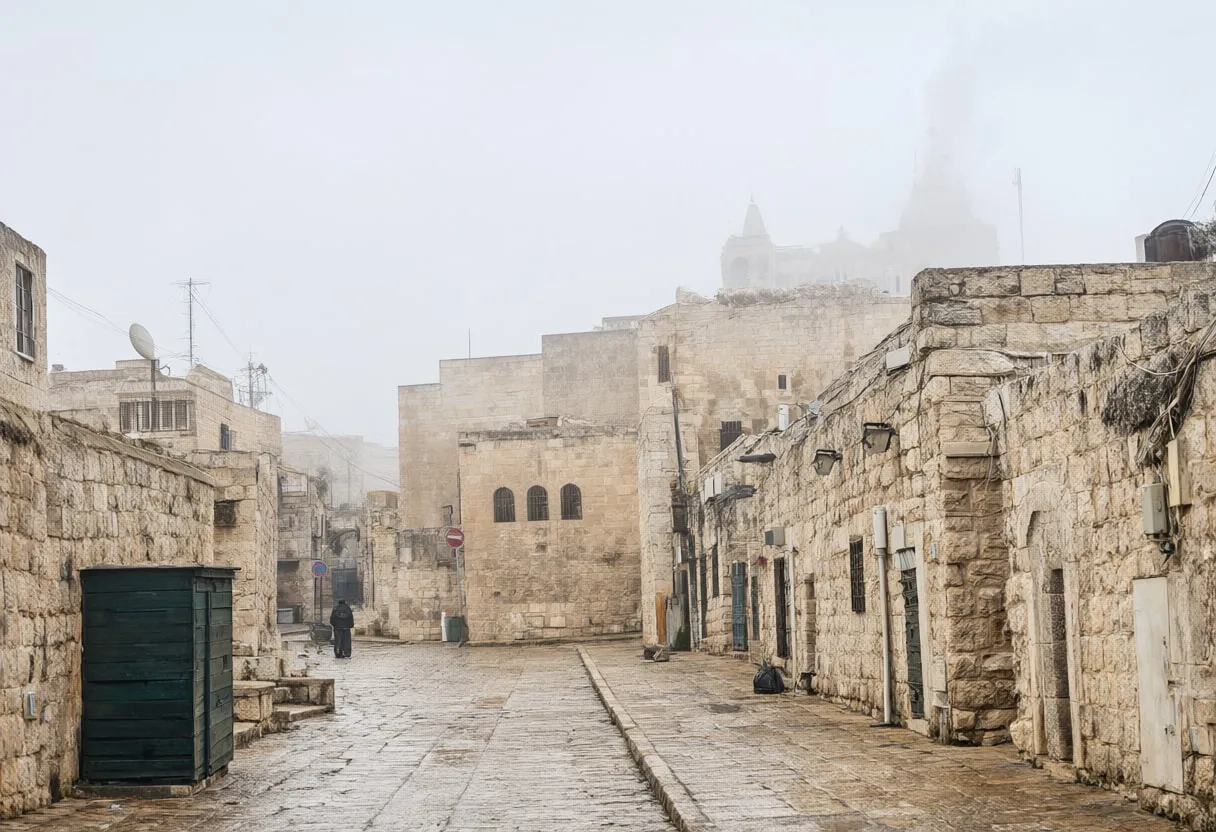 Jerusalem Old Lane in soft mist