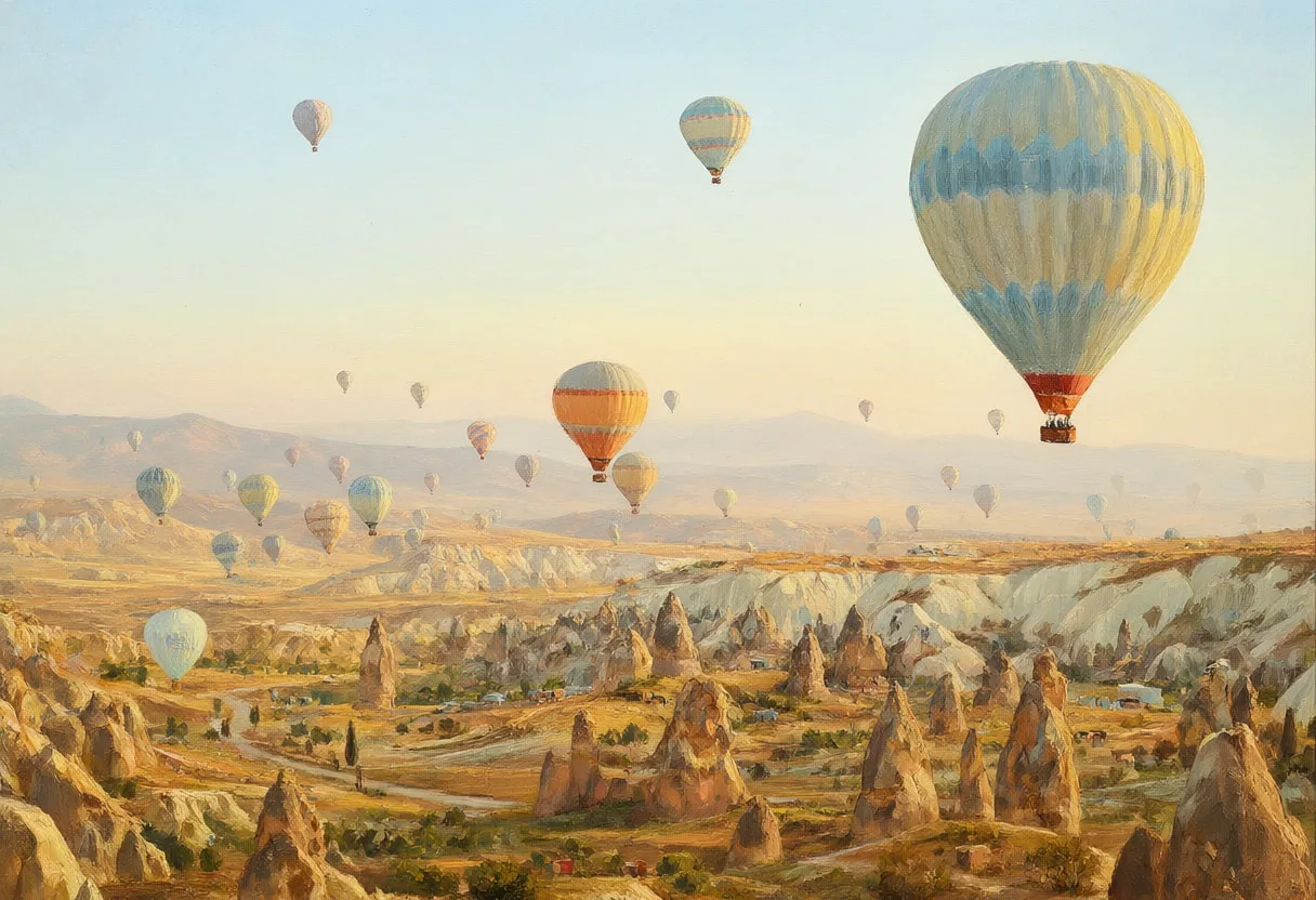 Cappadocia Balloon Dawn Oil Painting