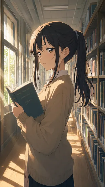 Quiet Library Aisle With Sunbeams with a minimal touch