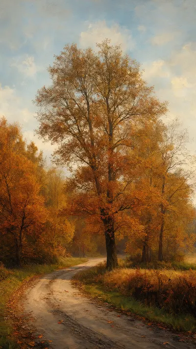Country Road With Autumn Trees