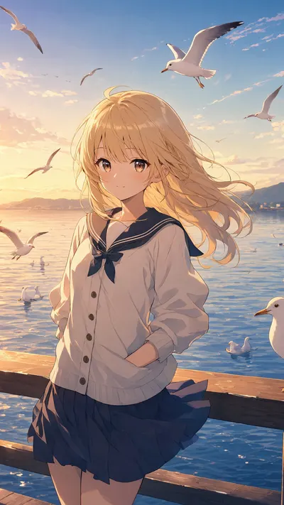 Pier With Seagulls At Sunrise