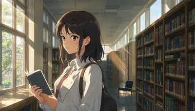 Quiet Library Aisle With Sunbeams with a minimal touch