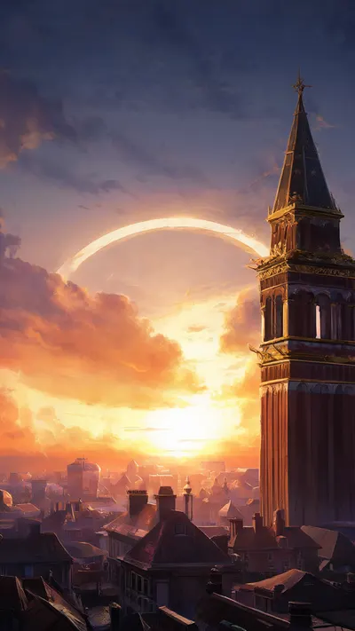 Anime Rooftop Sunset