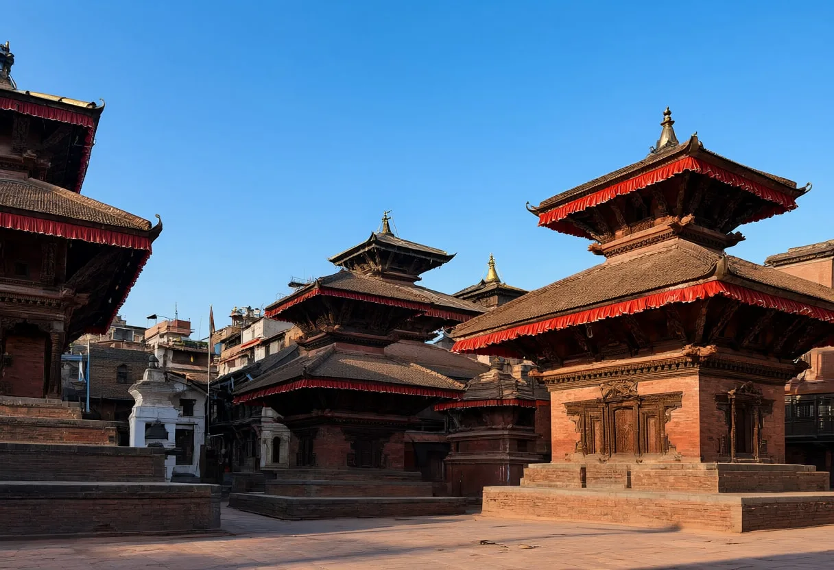 Kathmandu Temple Square at blue hour Digital Illustration