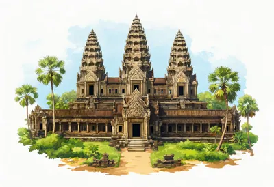 วัด Siem Reap จากด้านบน Digital Illusion
