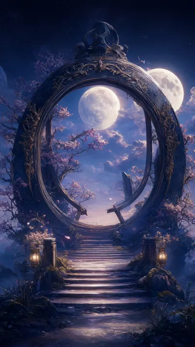 Fantasy Moon Gate with subtle grain