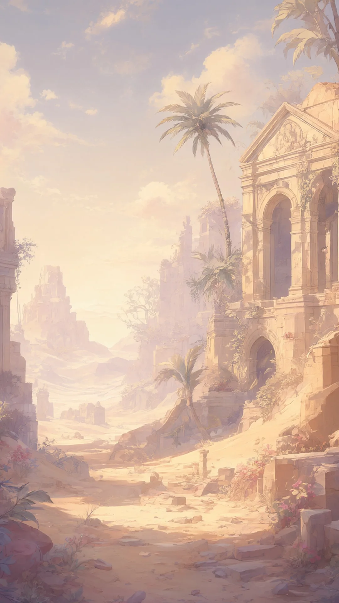 Fantasy Desert Ruins in a soft palette